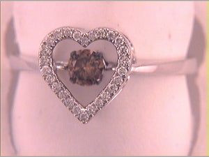 10k White Gold 3/8 ctw Cognac Diamond Fashion Ring  - Size 7 (Sizeable