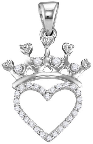 1/10 CTW DIAMOND HEART CROWN PENDANT -STERLING SILVER