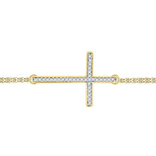 Load image into Gallery viewer, 10K Yellow Gold 0.10 Ctw Diamond Fashion Cross Bracelet 7 Inch