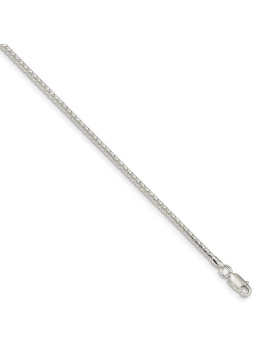 925 Sterling Silver 2mm Square Franco Chain Bracelet