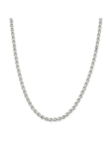 925 Sterling Silver 4mm Fancy Rolo Chain Necklace