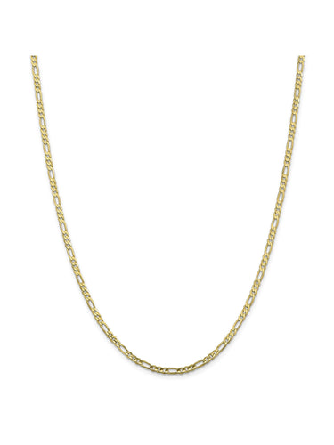 10k Yellow Gold 3mm Wide Figaro Chain Necklace