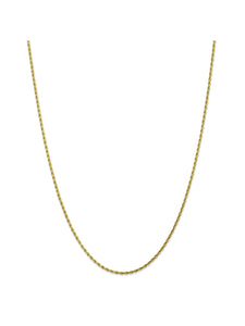 10k Yellow Gold 2mm Handmade Rope Chain Necklace