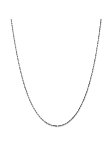 14k White Gold 1.8mm Wide Rope Chain Necklace
