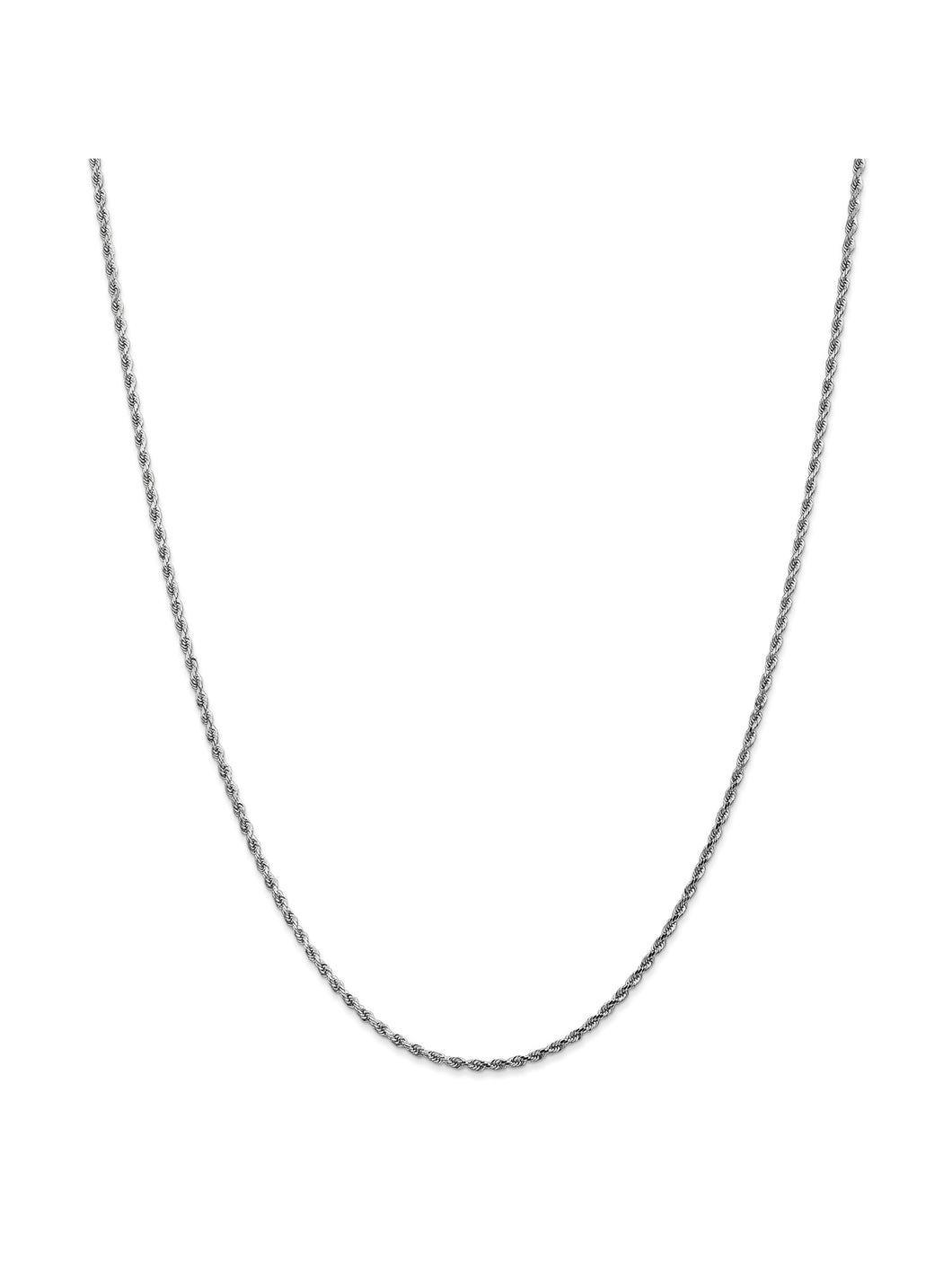 14k White Gold 1.8mm Wide Rope Chain Necklace