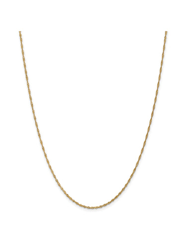 14k Yellow Gold 1.4mm Wide Singapore Chain Necklace