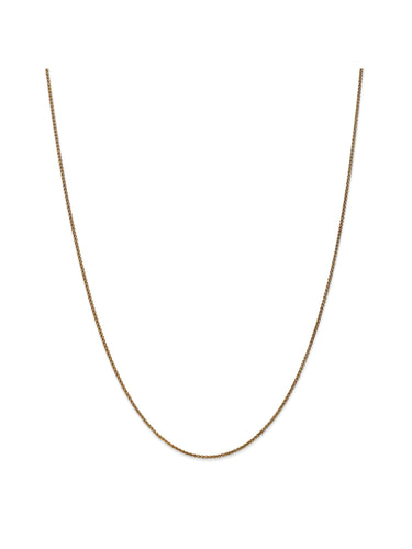 14k Yellow Gold 1.2mm Wide Wheat Chain Necklace