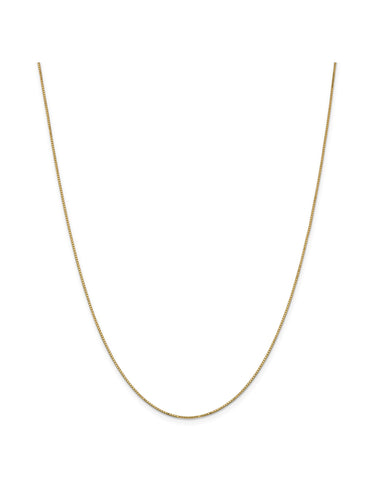 14k Yellow Gold 0.9mm Wide Solid Box Chain Necklace
