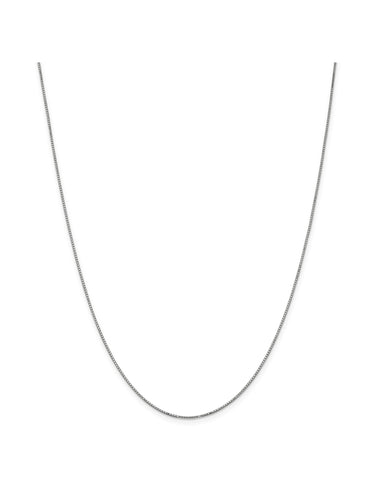 14k White Gold 0.9mm Wide Solid Box Chain Necklace