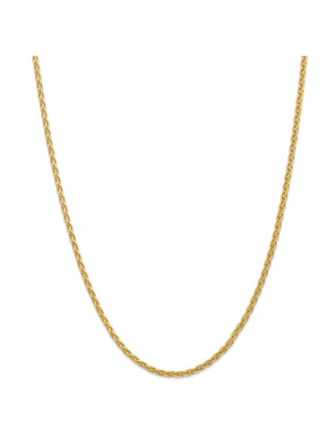 14k Yellow Gold 3mm Parisian Wheat Chain Necklace