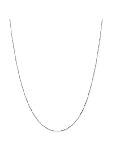 14k White Gold 1mm Round Wheat Chain Necklace
