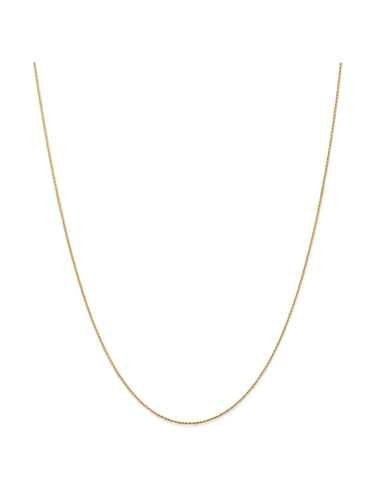 14k Yellow Gold 1mm Wide Round Wheat Chain Necklace