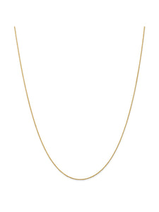 14k Yellow Gold 1mm Wide Round Wheat Chain Necklace