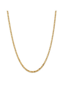 14k Yellow Gold 3.25mm Byzantine Chain Necklace