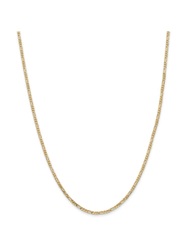 14k Yellow Gold 2.25mm Flat Figaro Chain Necklace