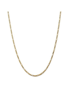 14k Yellow Gold 2.75mm Flat Figaro Chain Necklace