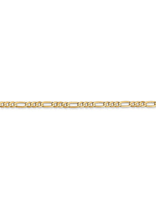 14k Yellow Gold 2.75mm Flat Figaro Chain Necklace