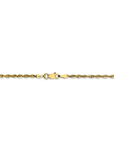 10k Yellow Gold 2.25mm D/C Extra-Lite Rope Chain Necklace