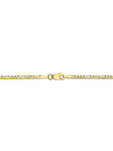 10k Yellow Gold 2.2mm Wide Figaro Chain Necklace