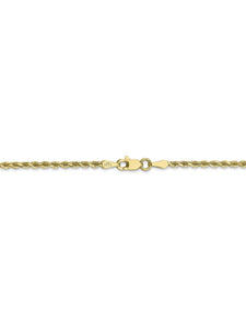 10k Yellow Gold 2.25mm Handmade Rope Chain Necklace