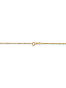 14k Yellow Gold 1.1mm Wide Singapore Chain Necklace