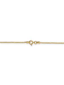 14k Yellow Gold 0.9mm Wide Solid Box Chain Necklace