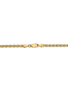 14k Yellow Gold 3mm Parisian Wheat Chain Necklace
