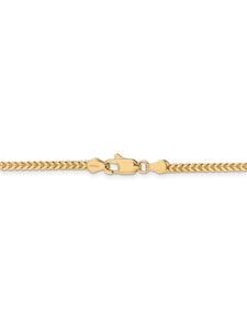 14k Yellow Gold 2.5mm Franco Chain Necklace