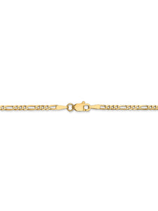14k Yellow Gold 2.25mm Flat Figaro Chain Necklace