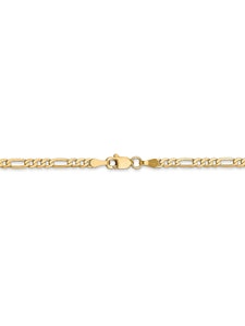 14k Yellow Gold 2.75mm Flat Figaro Chain Necklace