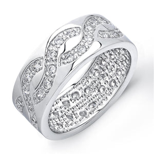 Sterling Silver Rhodium Plated and Cubic Zirconia Ring