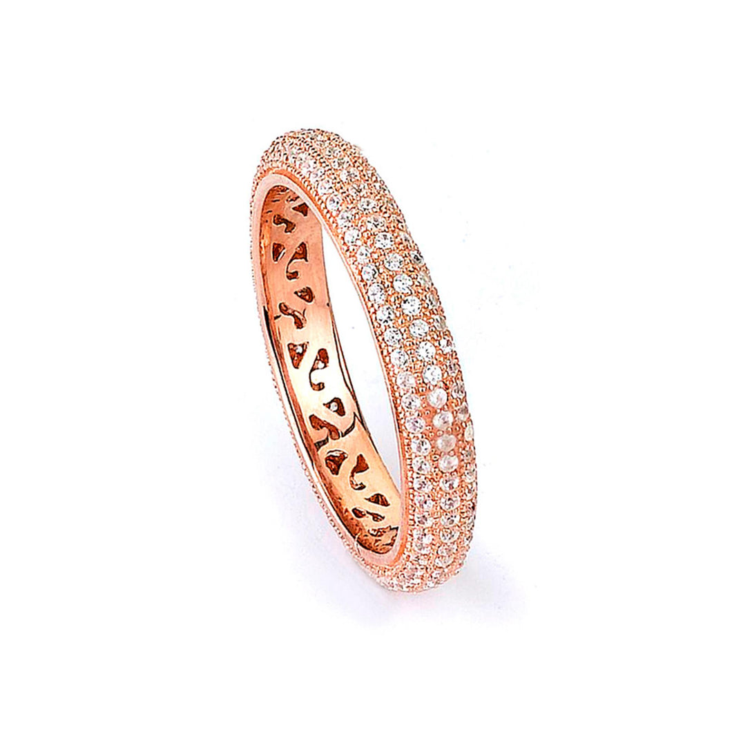 Sterling Silver Rose Gold Plated and Cubic Zirconia Eternity Ring