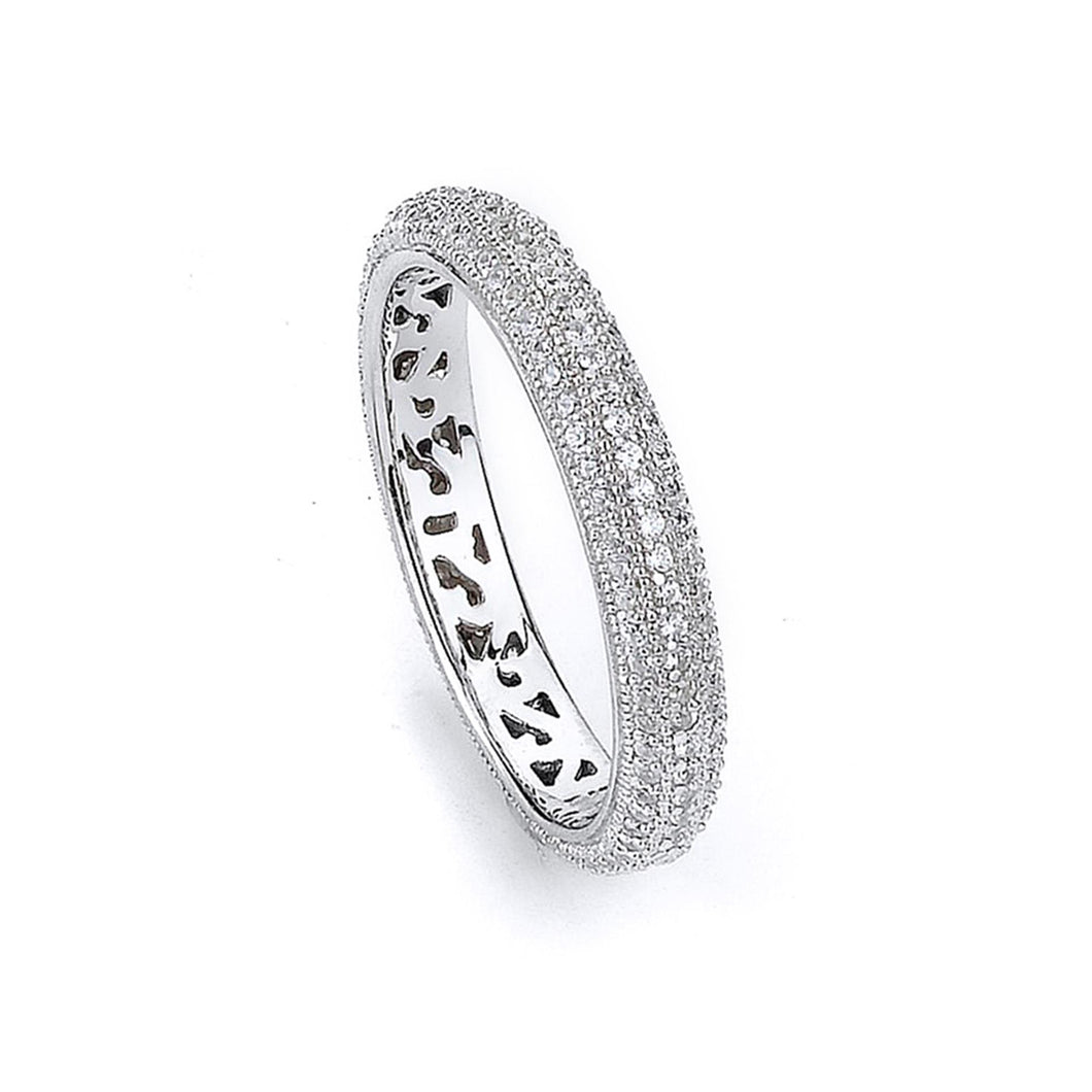 Sterling Silver Rhodium Plated and Cubic Zirconia Eternity Ring