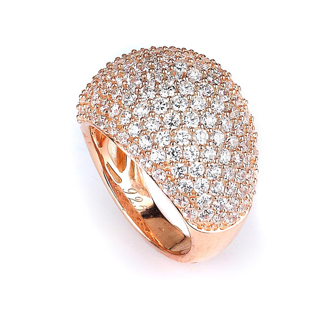 Sterling Silver Rose Gold Plated and Cubic Zirconia Ring