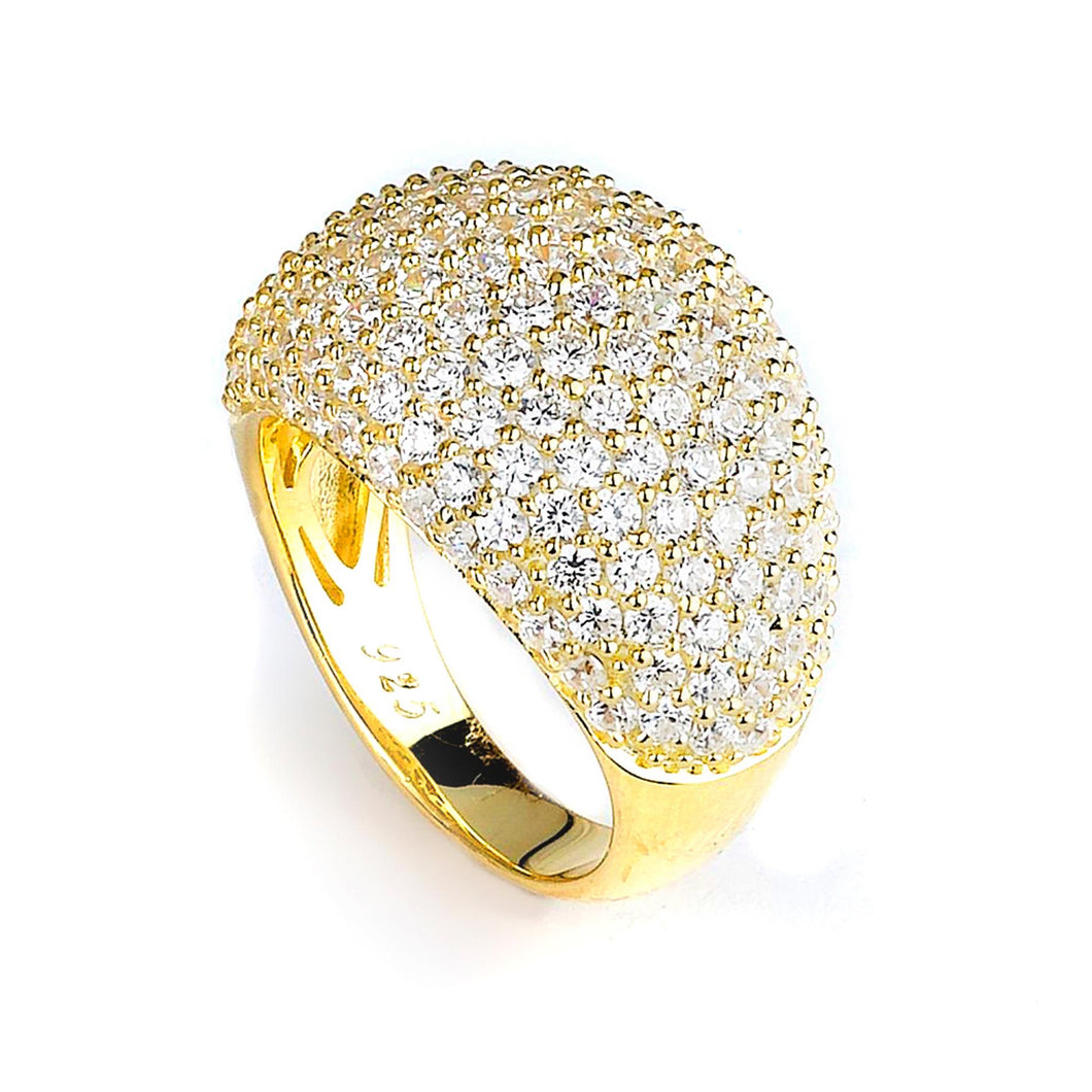 Sterling Silver Gold Plated and Cubic Zirconia Ring