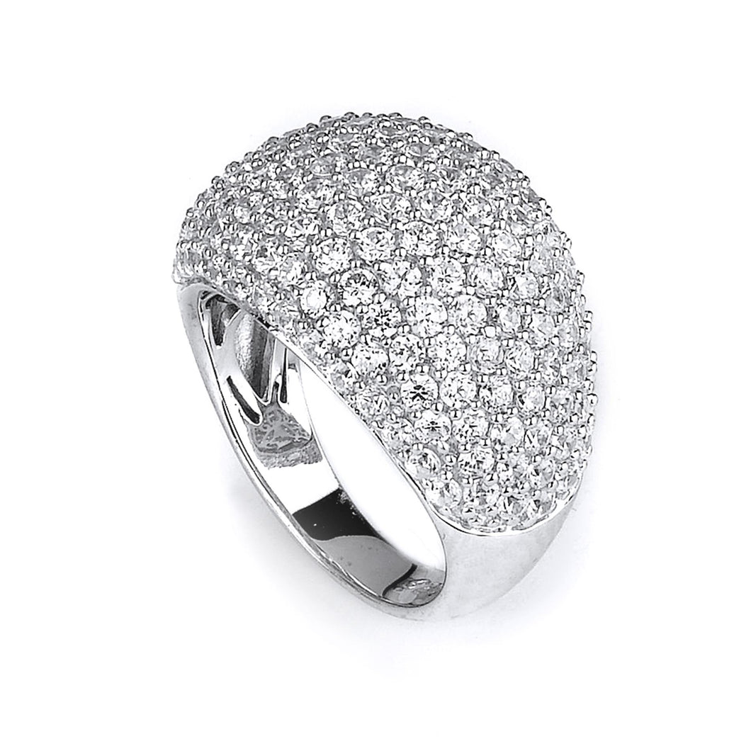 Sterling Silver Rhodium Plated and Cubic Zirconia Ring