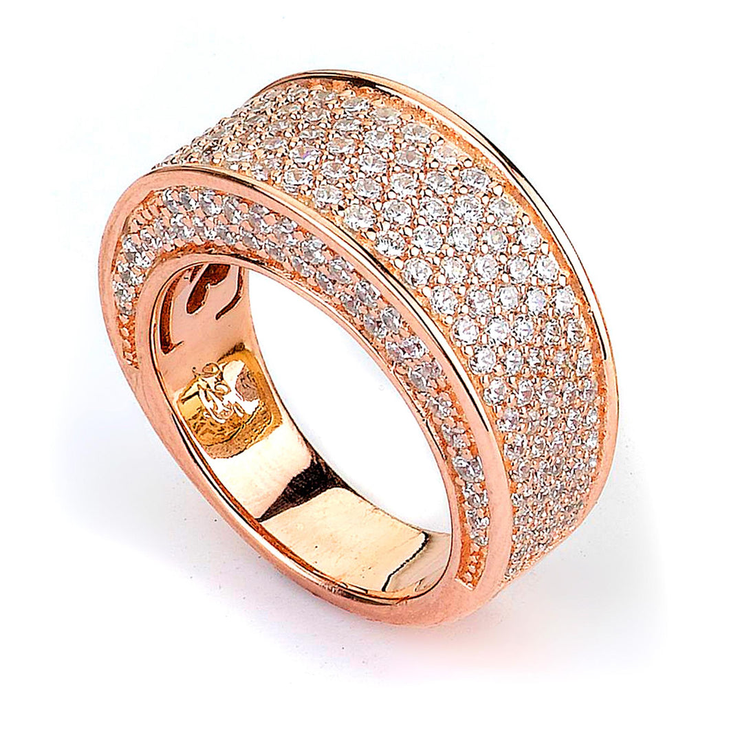 Sterling Silver Rose Gold Plated and Cubic Zirconia Ring