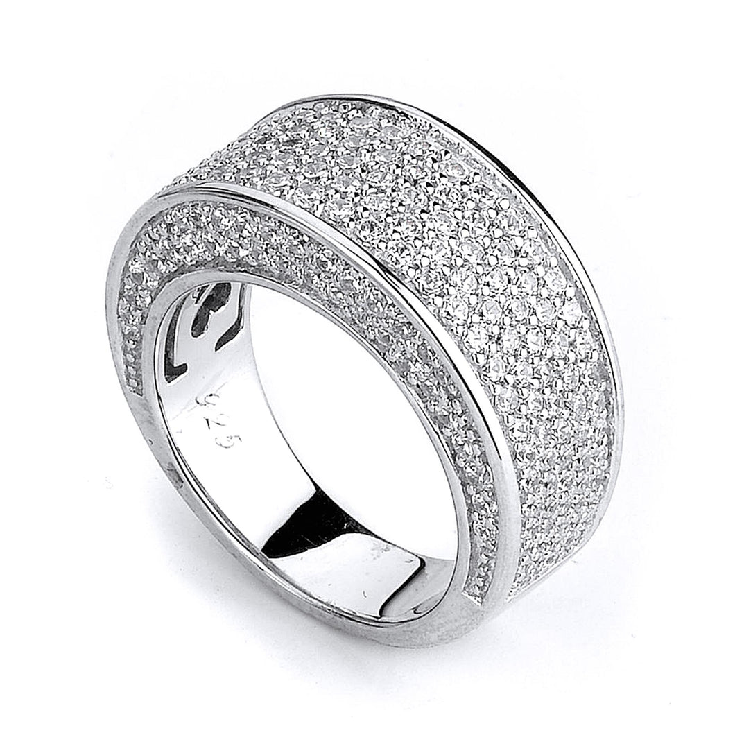 Sterling Silver Rhodium Plated and Cubic Zirconia Ring