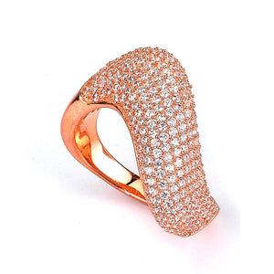 Sterling Silver Rose Gold Plated and Cubic Zirconia Swirl Ring