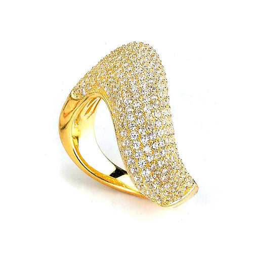 Sterling Silver Gold Plated and Cubic Zirconia Swirl Ring