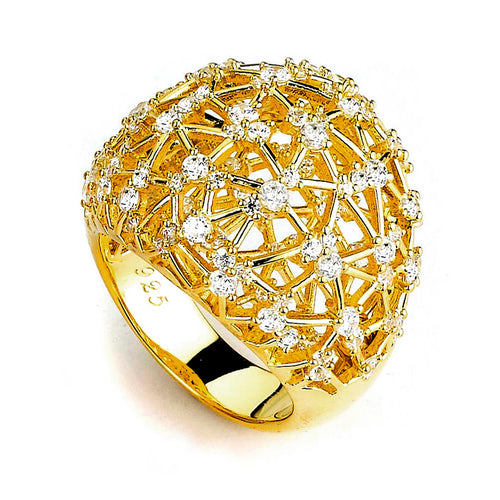 Sterling Silver Gold Plated and Cubic Zirconia Ring