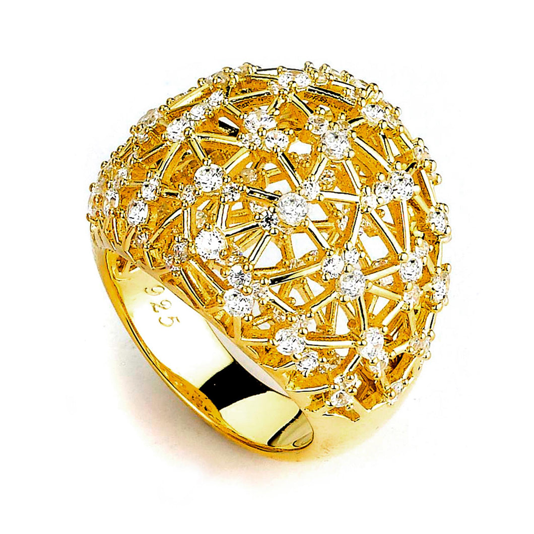 Sterling Silver Gold Plated and Cubic Zirconia Ring