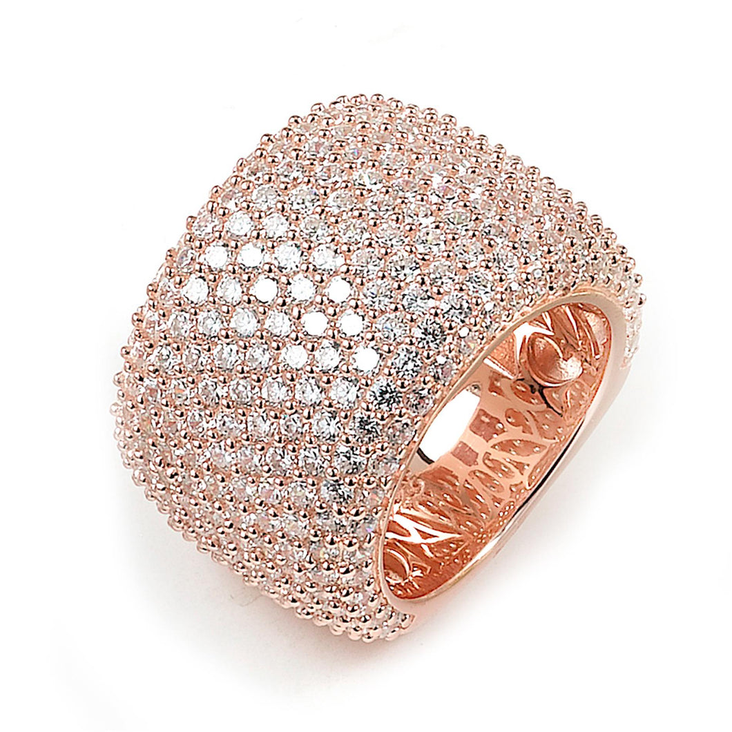 Sterling Silver Rose Gold Plated and Cubic Zirconia Band