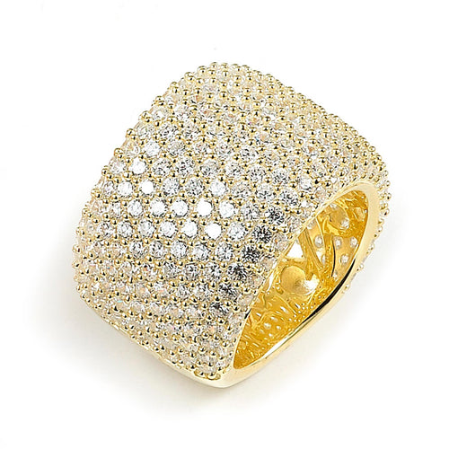 Sterling Silver Gold Plated and Cubic Zirconia Band