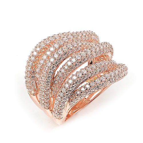 Sterling Silver Rose Gold Plated Cubic Zirconia Ring