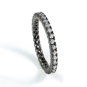 Sterling Silver Black Rhodium Plated and Cubic Zirconia Eternity Band
