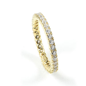 Sterling Silver Gold Plated and Cubic Zirconia Eternity Band