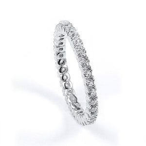 Sterling Silver Rhodium Plated and Cubic Zirconia Eternity Band