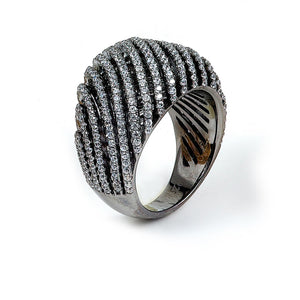 Sterling silver micro-pave Cubic Zirconia ring with black rhodium plating