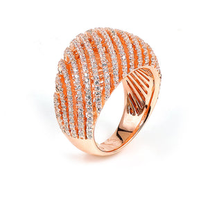 Sterling silver micro-pave Cubic Zirconia ring with rose gold plating